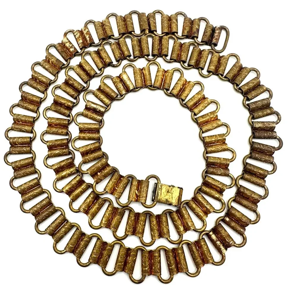 Antique Art Deco Victorian Revival gold tone brass 32.25